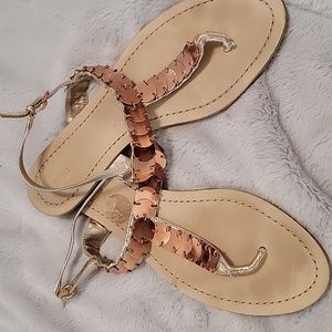 Nine West Rose Gold Embellished Sandals